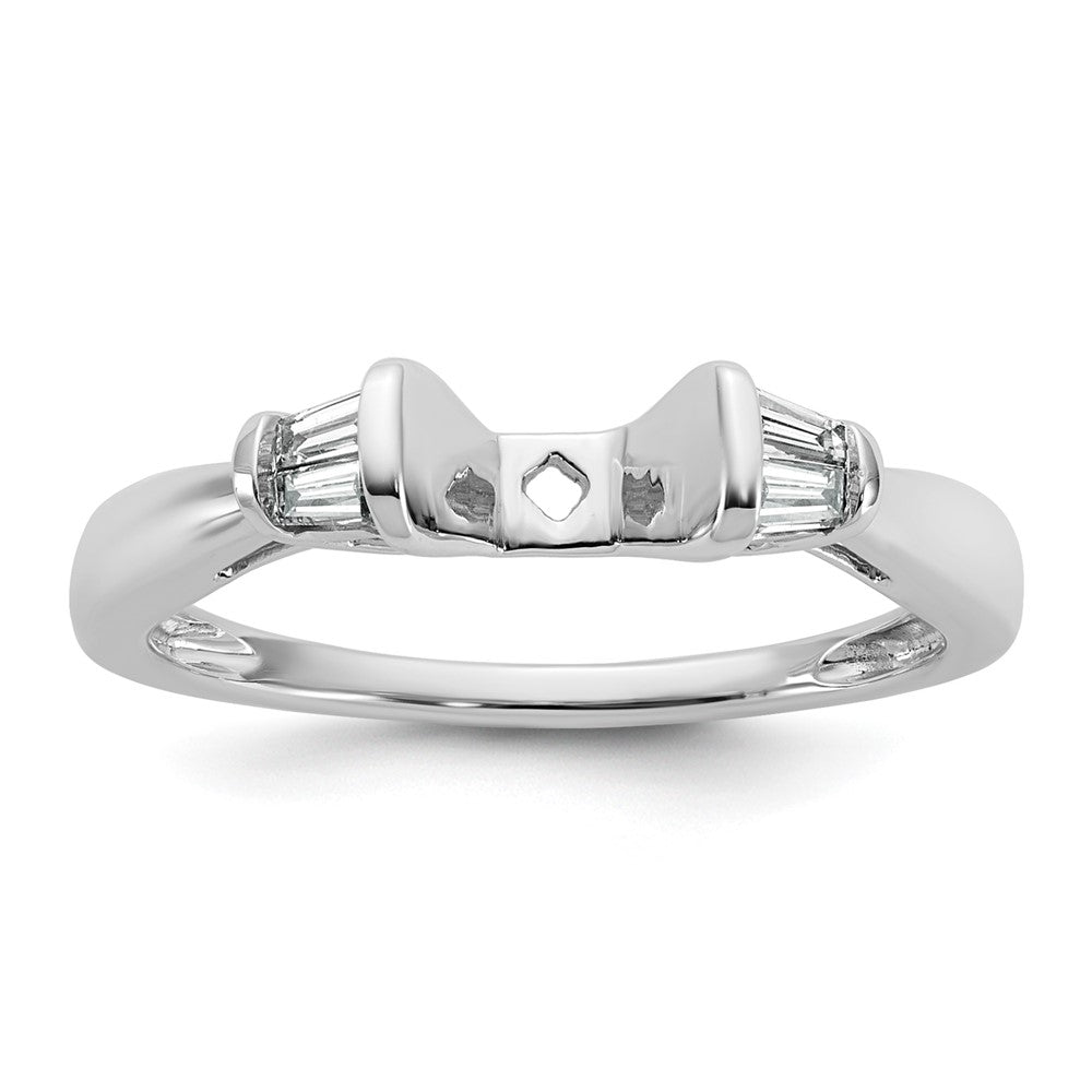 14K White Gold Peg Set 1/5 Carat Baguette Diamond Semi Mount Engagement Ring