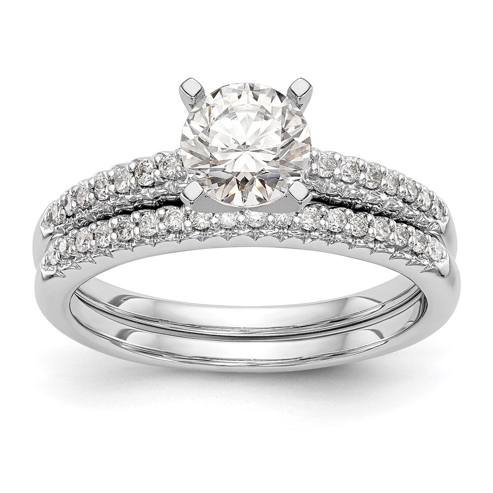 10K White Gold Diamond Peg Set Semi Mount Engagement Ring