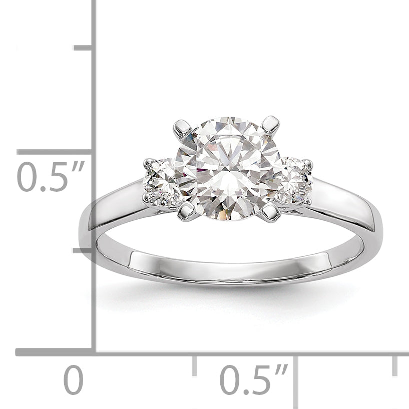 14K White Gold 3 Stone Peg Set Center Semi Mount Diamond Engagement Ring