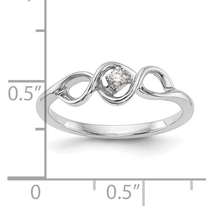 14K White Gold First Promise 1/20 Carat Round Diamond Complete Promise/Engagement Ring