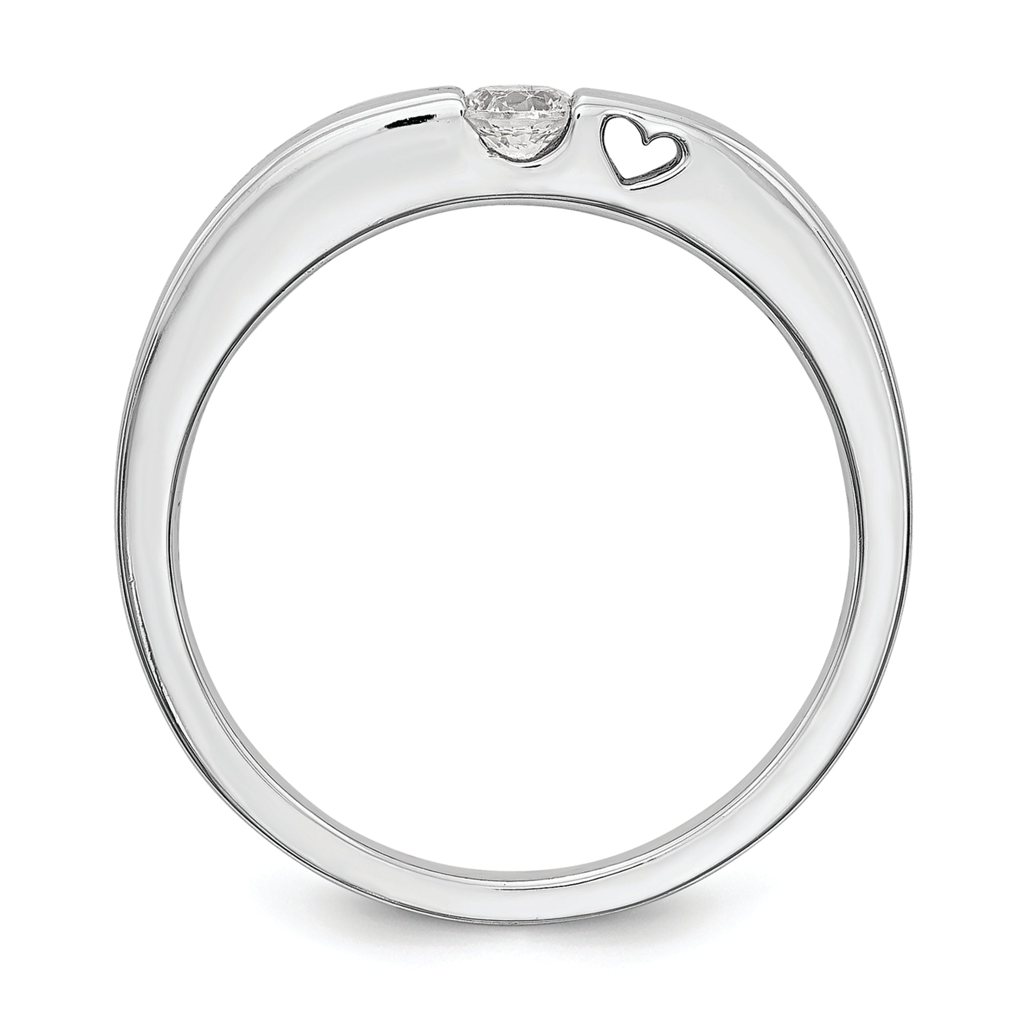 14K White Gold First Promise Heart Shank 1/10 Carat Round Diamond Complete Promise/Engagement Ring