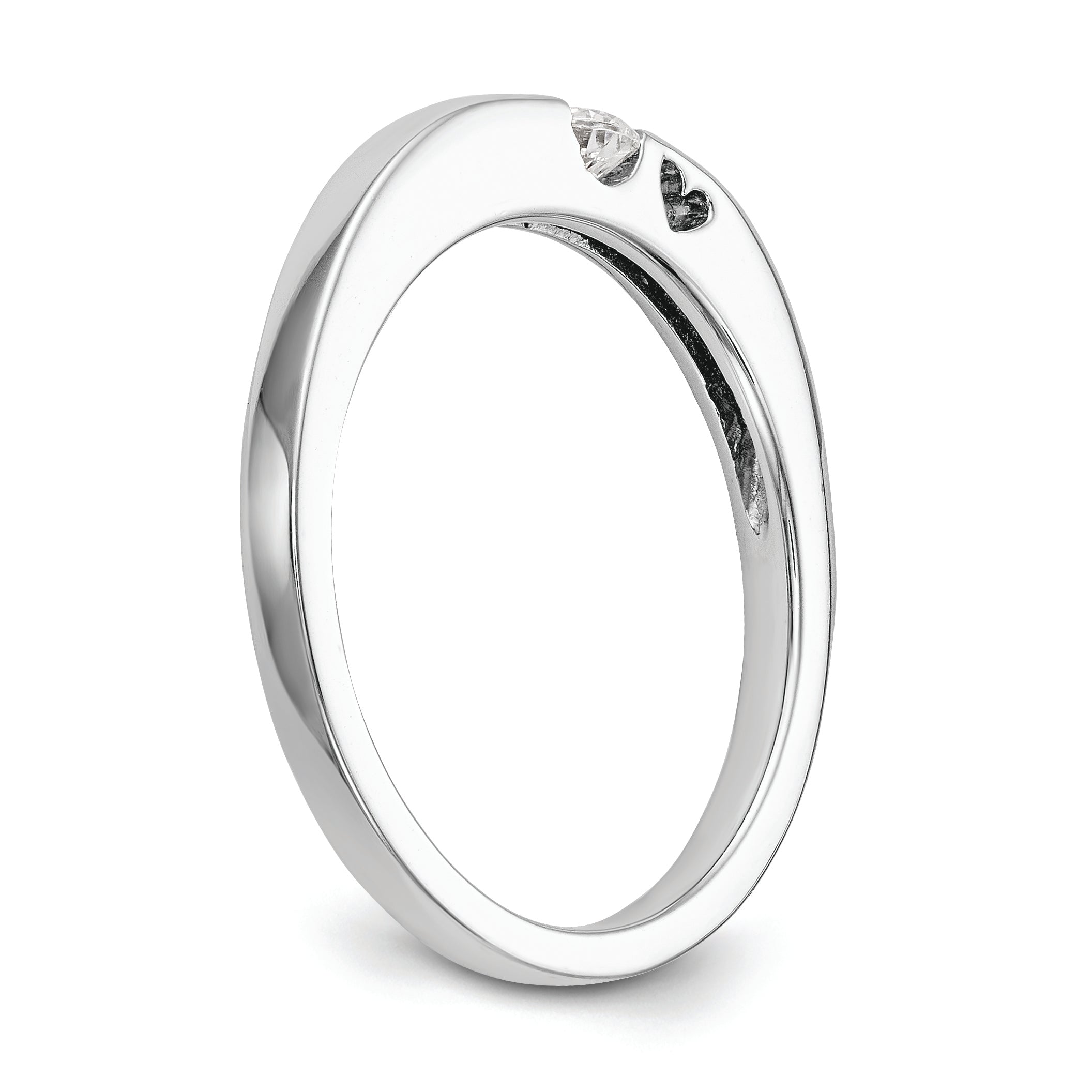 14K White Gold First Promise Heart Shank 1/10 Carat Round Diamond Complete Promise/Engagement Ring