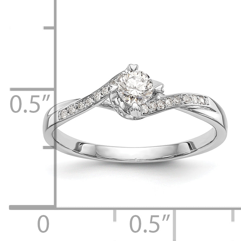 10K White Gold (Holds 1/4 Carat (4.1mm) Round Center) 1/20 Diamond Semi Mount Promise/Engagement Ring