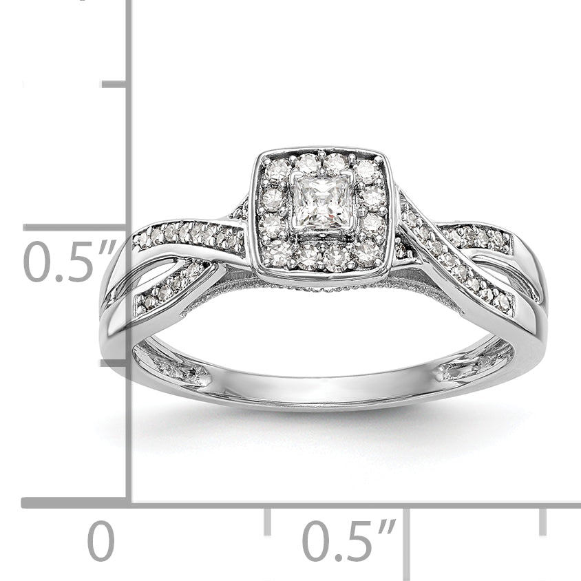 14K White Gold First Promise Criss Cross 1/3 Carat Round Diamond Complete Promise/Engagement Ring