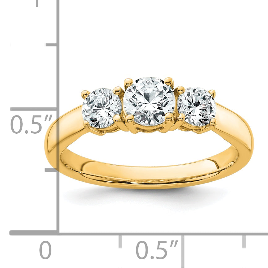 14k Yellow Gold 14k 1 carat Lab Grown Diamond VS+ F+ Three Stone Complete Engagement Ring