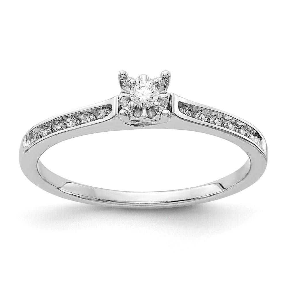 14K White Gold Lab Grown VS/SI+ G+ Dia Complete Petite Engagement Ring