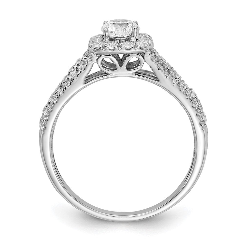 10k White Gold 1 Ct. Lab Grown Diamond VS/SI+ G+ Round Complete Halo Engagement Ring