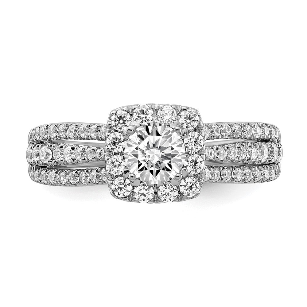10k White Gold 1 Ct. Lab Grown Diamond VS/SI+ G+ Round Complete Halo Engagement Ring