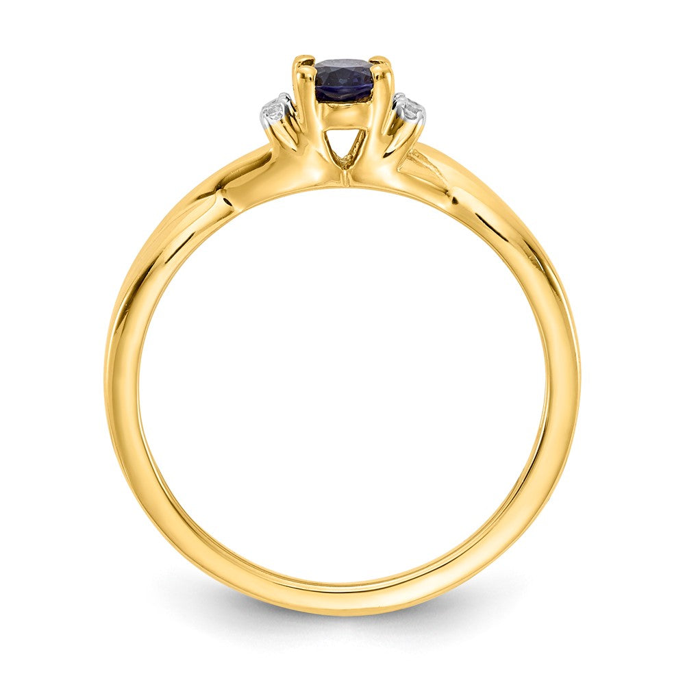 10K Yellow Gold Diamond And Oval Sapphire Ring