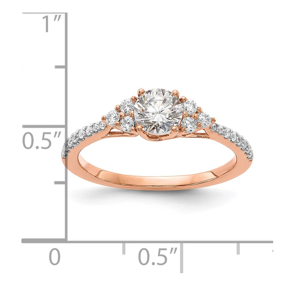 14k Rose Gold 3/4 Ct. Lab Grown Diamond VS/SI+ G+ Round Shared Prong Engagement Ring