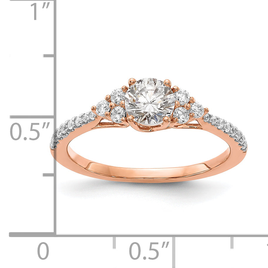 14K Rose Gold (Holds 1/2 Carat (5.2mm) Round Center) 1/4 Diamond Semi Mount Engagement Ring