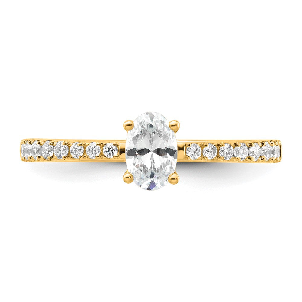 14k Yellow Gold 1/4 Ct. Lab Grown Diamond VS/SI+ G+ 1/2 Ct. center Oval Semi Mount Engagement Ring