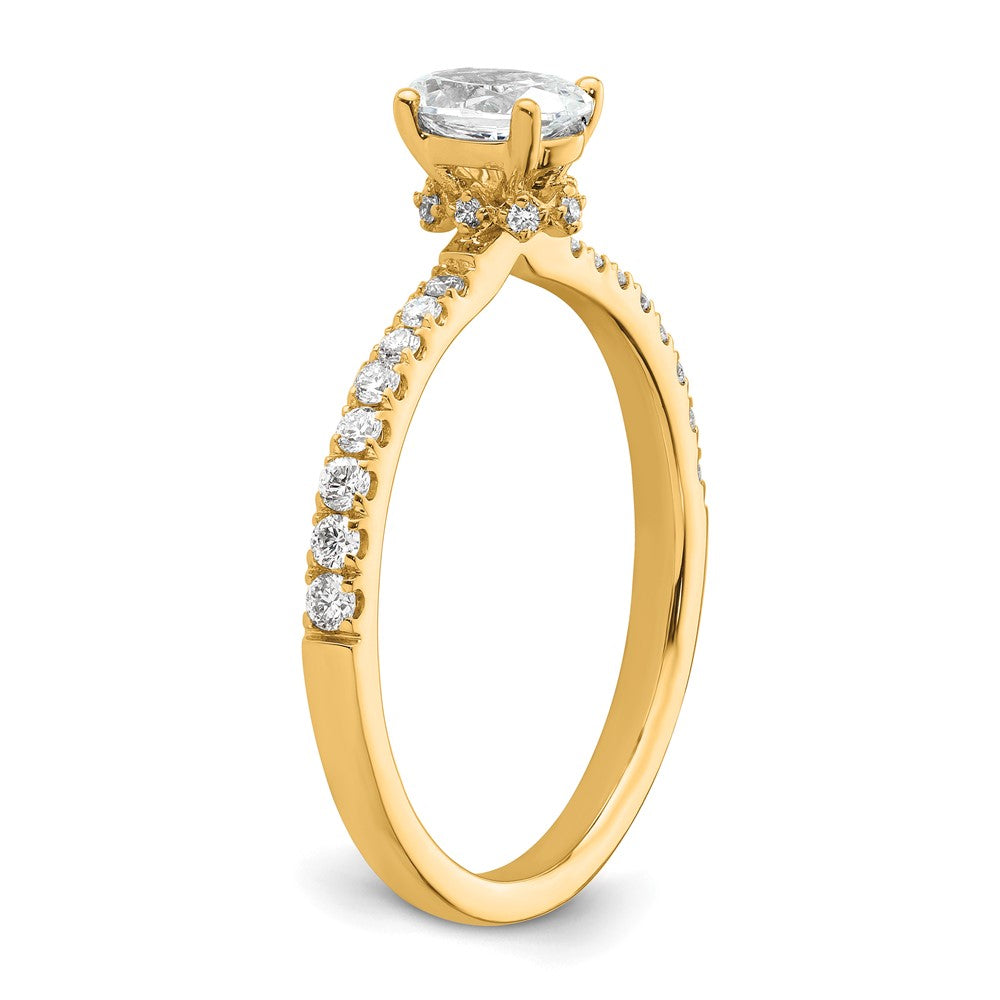 14k Yellow Gold 1/4 Ct. Lab Grown Diamond VS/SI+ G+ 1/2 Ct. center Oval Semi Mount Engagement Ring