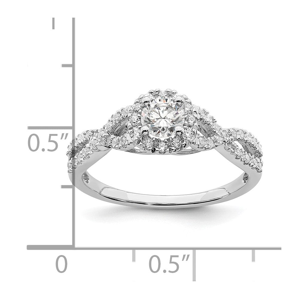 14K White Gold Halo Plus (Holds 1/3 Carat (4.5mm Round Center) 1/4 Diamond Semi Mount Engagement Ring