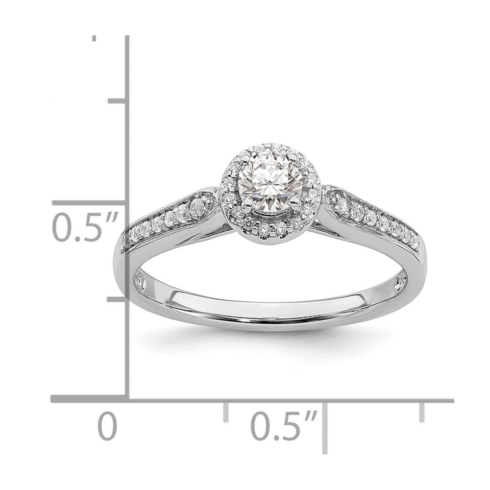 14K White Gold Halo (Holds 1/4 Carat (4.1mm) Round Center) 1/6 Diamond Semi Mount Engagement Ring