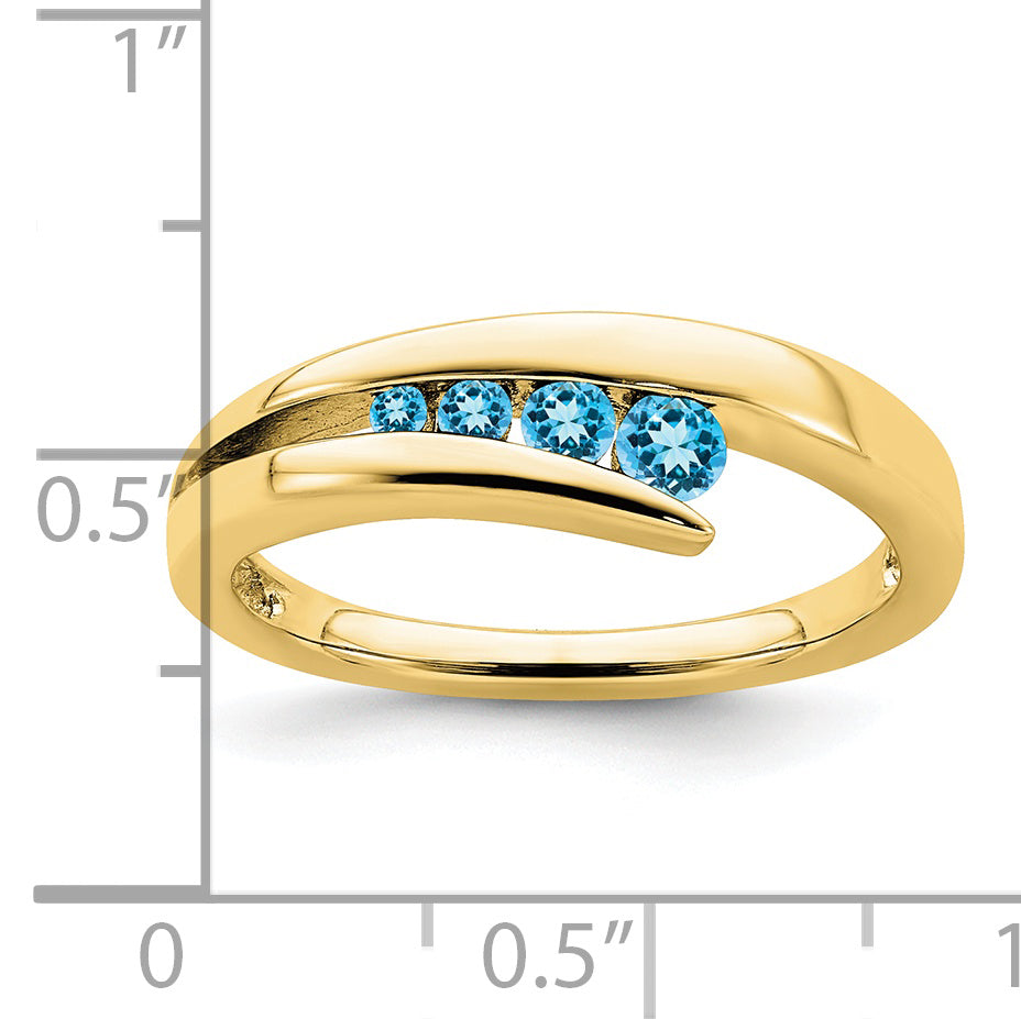 10K Yellow Gold Blue Topaz 4-Stone Ring