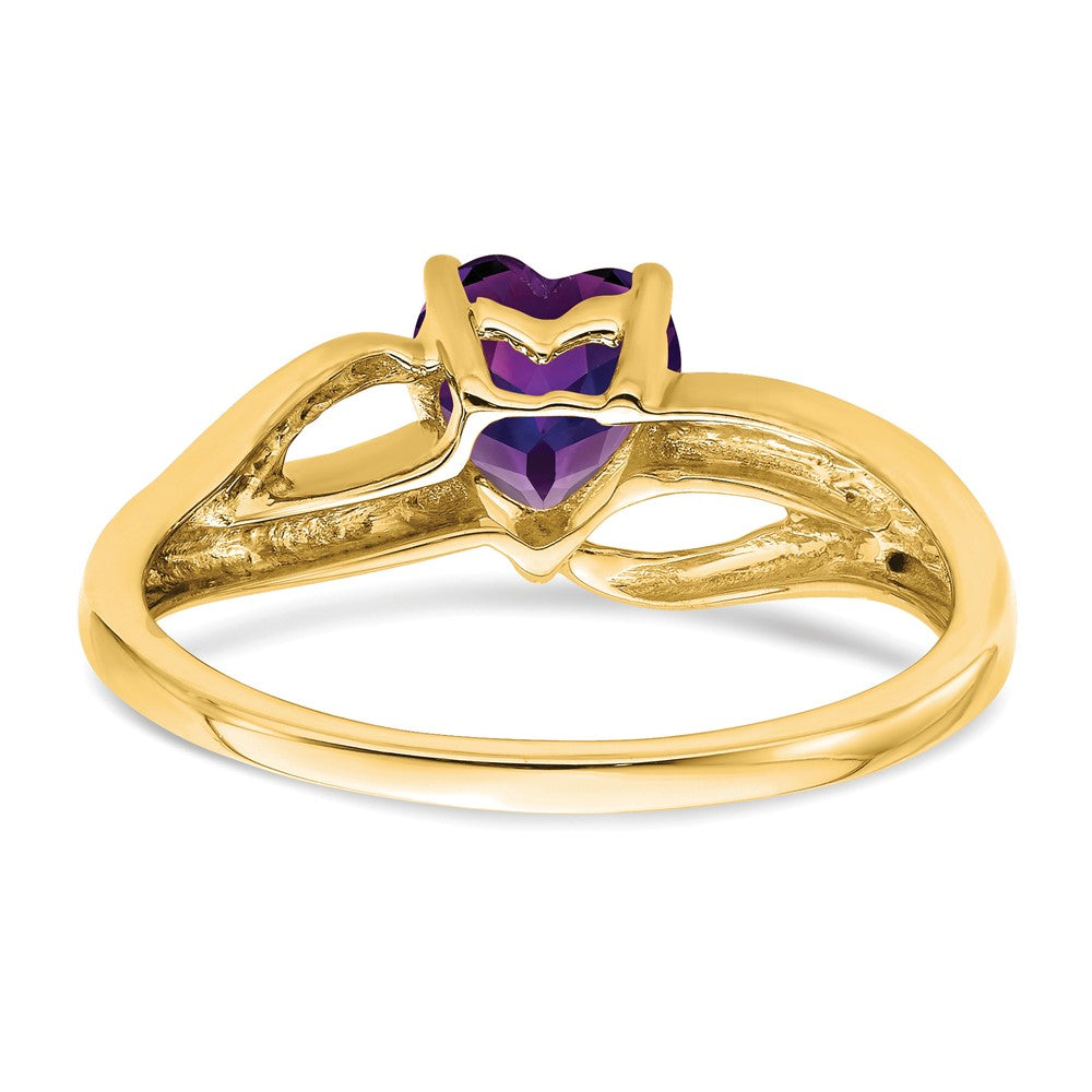 10K Yellow Gold Amethyst And Diamond Heart Ring