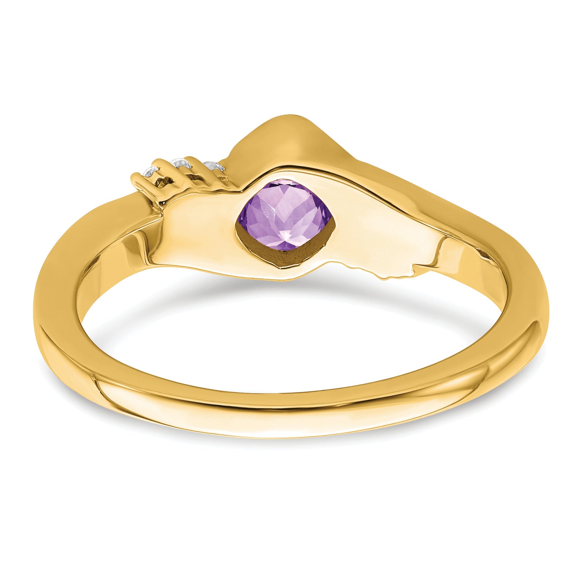 10K Yellow Gold Amethyst And Diamond Ring