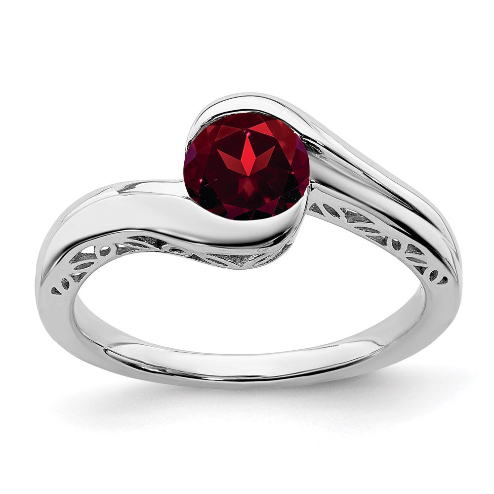 10K White Gold Garnet Bypass Ring