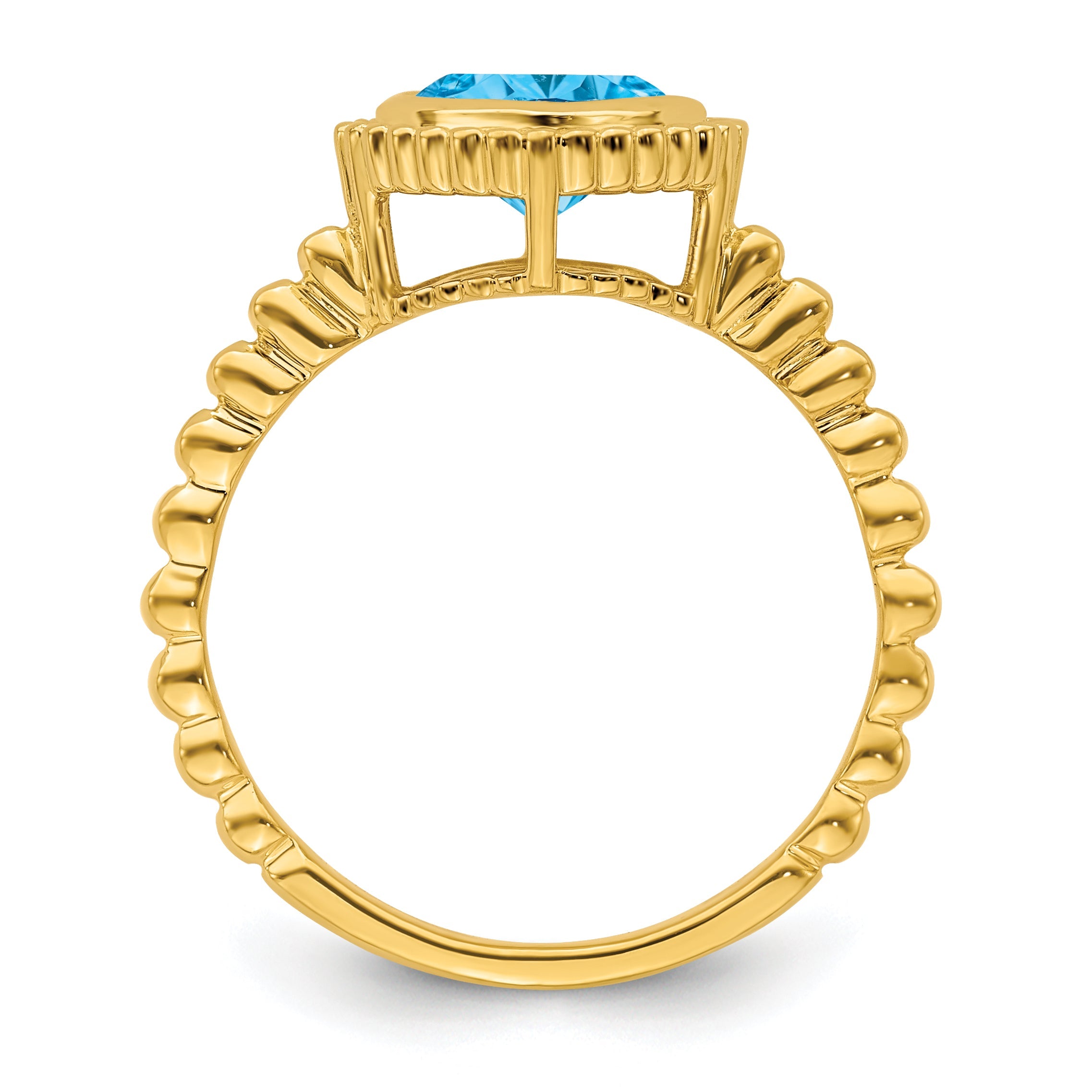 10K Yellow Gold Cushion Blue Topaz Ring