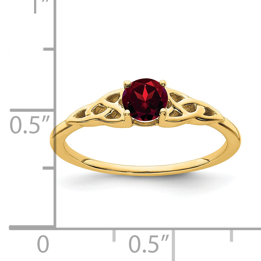 10K Yellow Gold Garnet Celtic Knot Ring