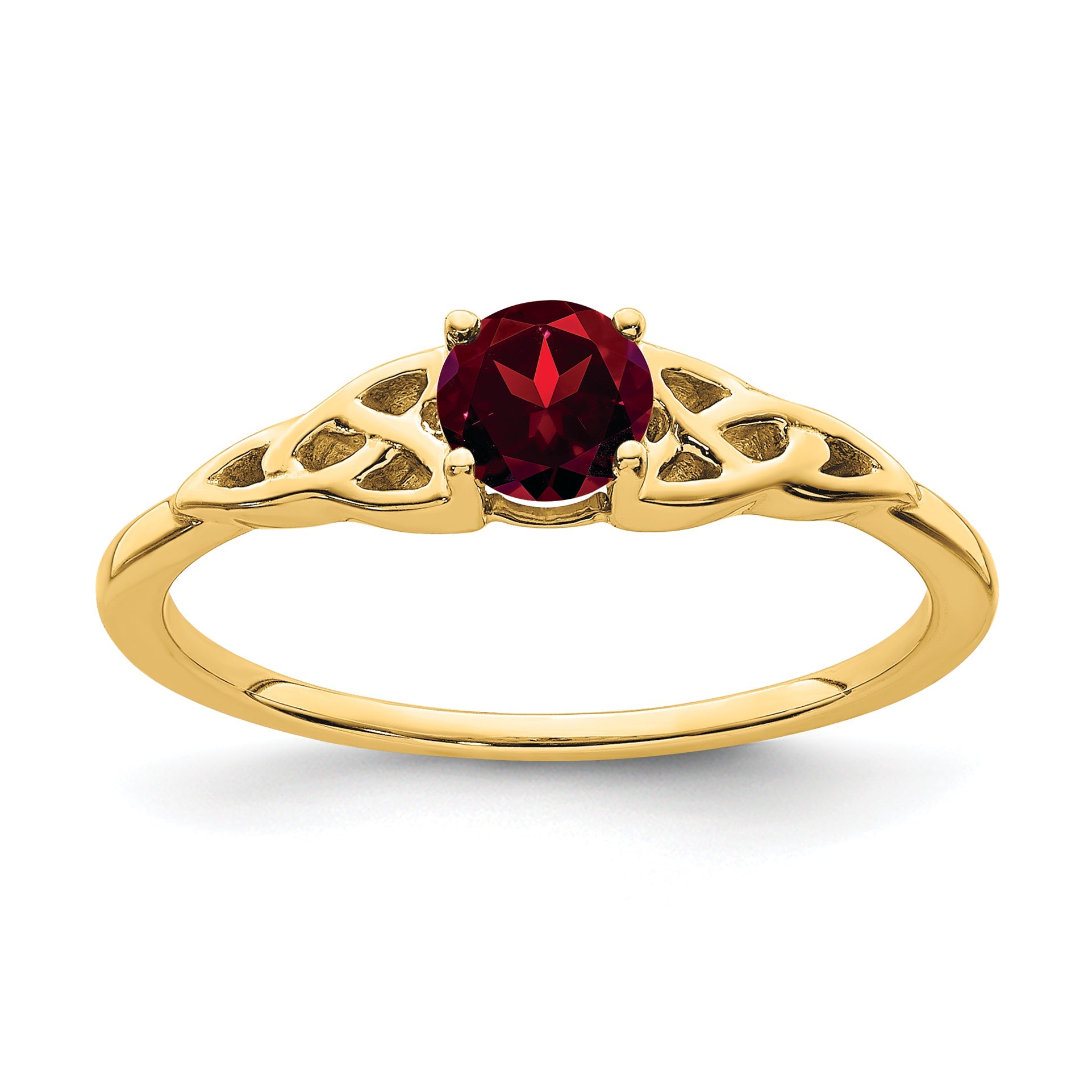 10K Yellow Gold Garnet Celtic Knot Ring