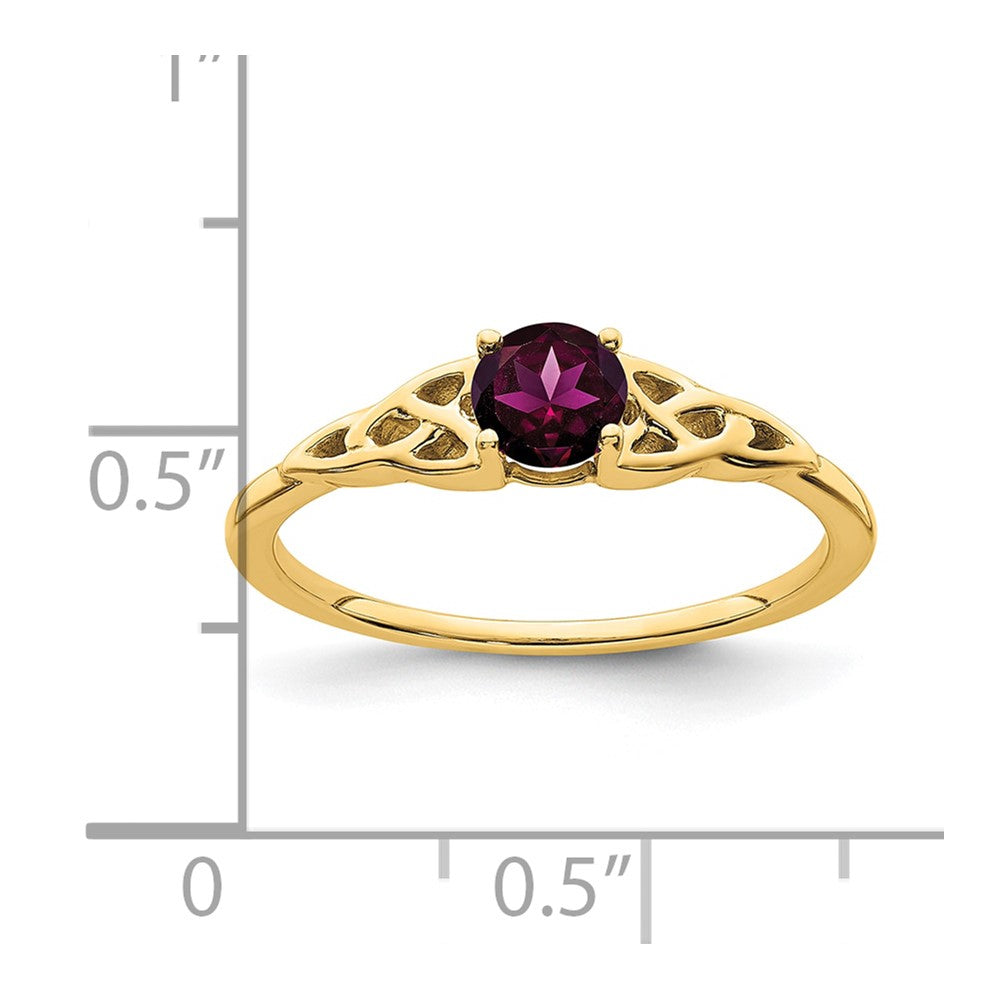 10K Yellow Gold Rhodolite Garnet Celtic Knot Ring