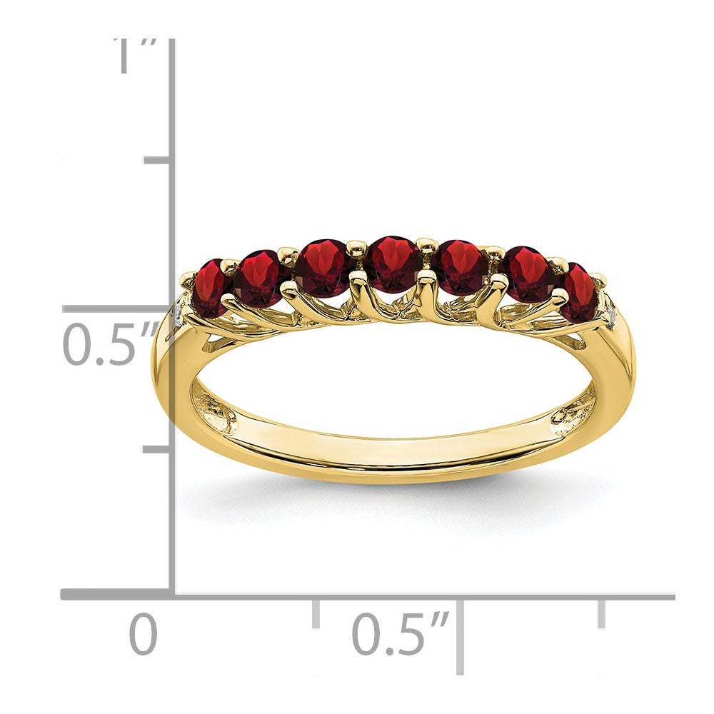 10K Yellow Gold Garnet And Diamond 7-Stone Ring