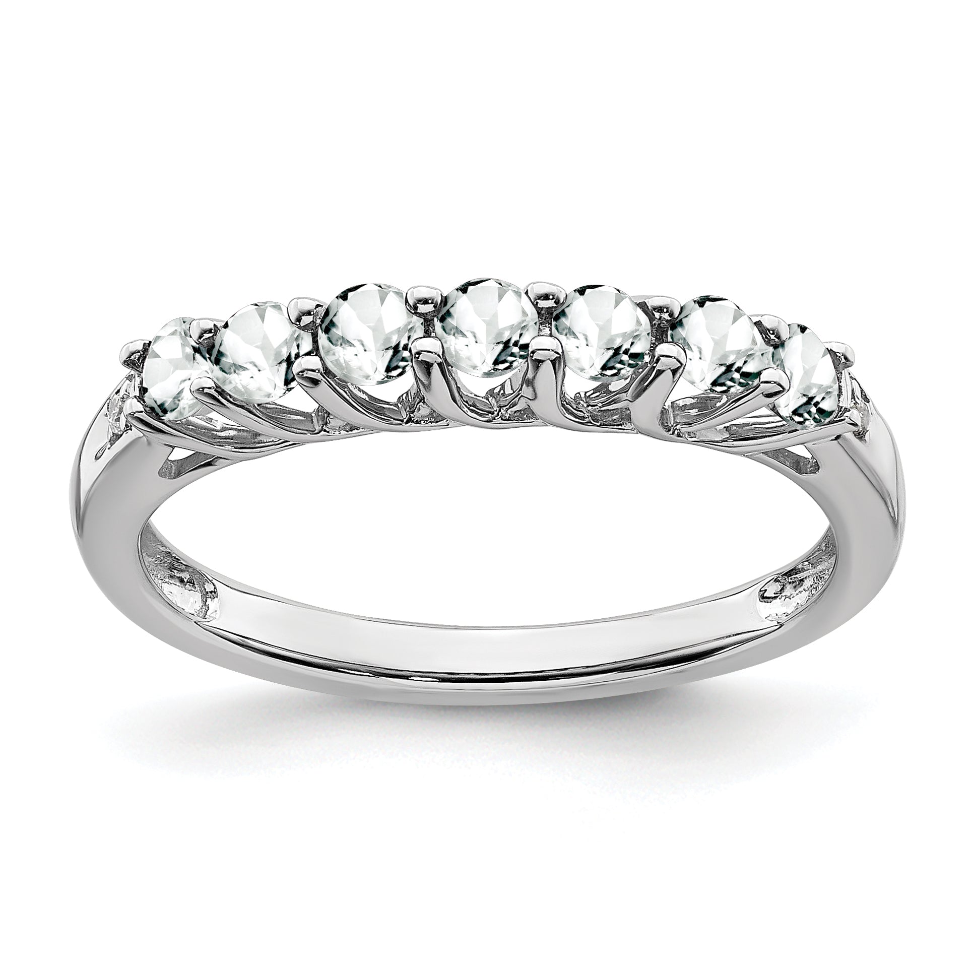 10K White Gold Topaz And Diamond 7-Stone Ring