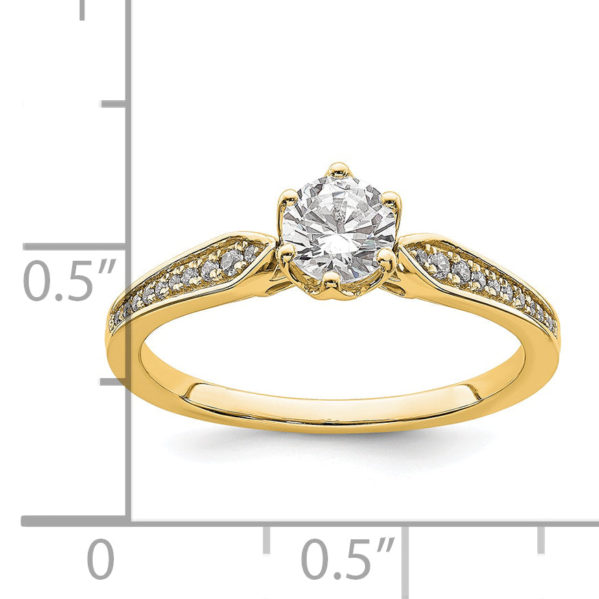 14K Yellow Gold (Holds 1/2 Carat (5.2mm) Round Center) 1/15 Diamond Semi Mount Engagement Ring
