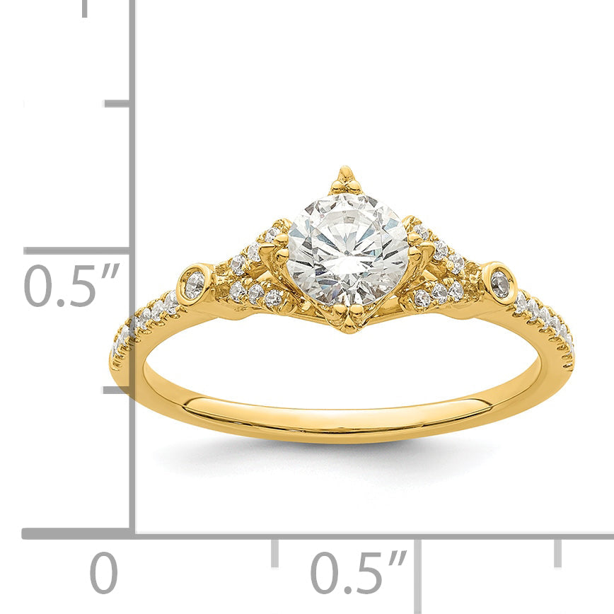 14K Yellow Gold (Holds 1/2 Carat (5.2mm) Round Center) 1/8 Diamond Semi Mount Engagement Ring