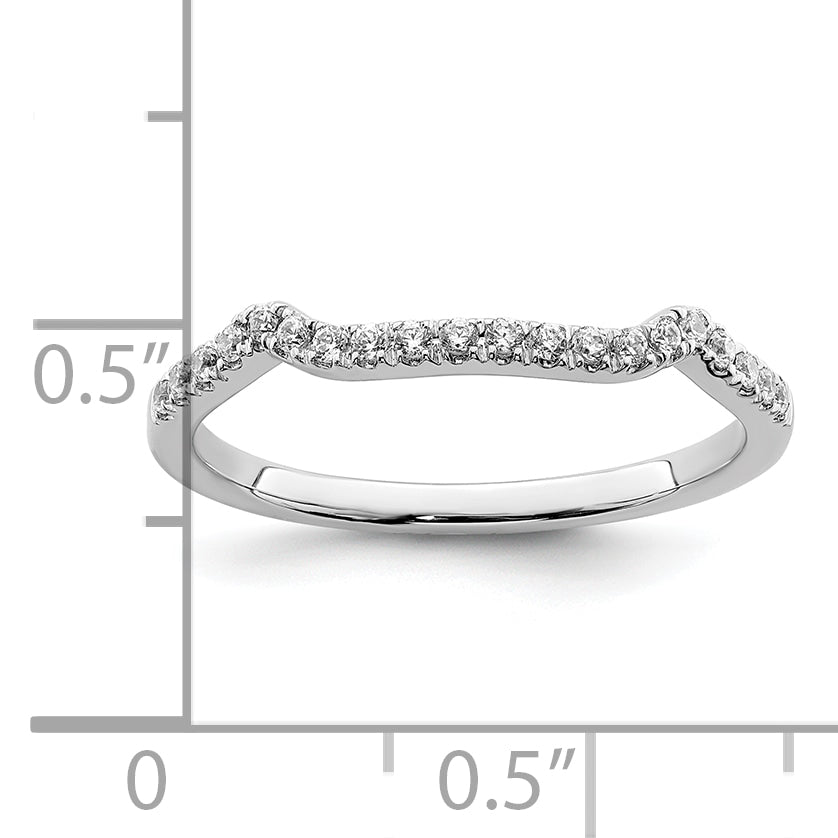 14K White Gold 1/8 Carat Diamond Contoured Complete Wedding Band