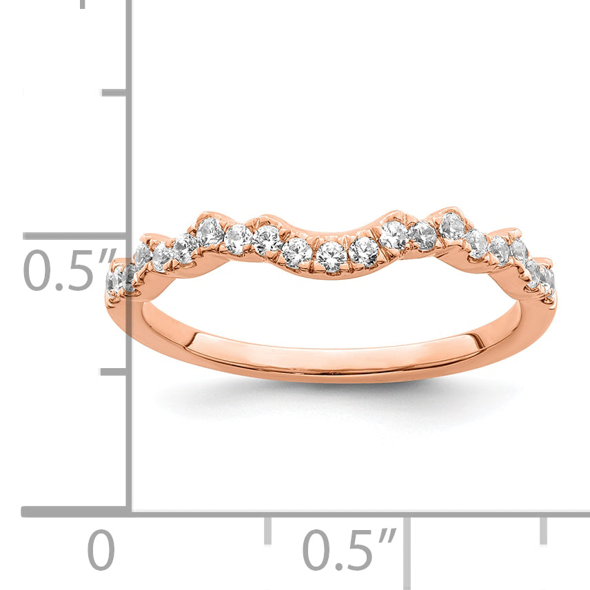 14K Rose Gold 1/5 Carat Diamond Contoured Complete Wedding Band