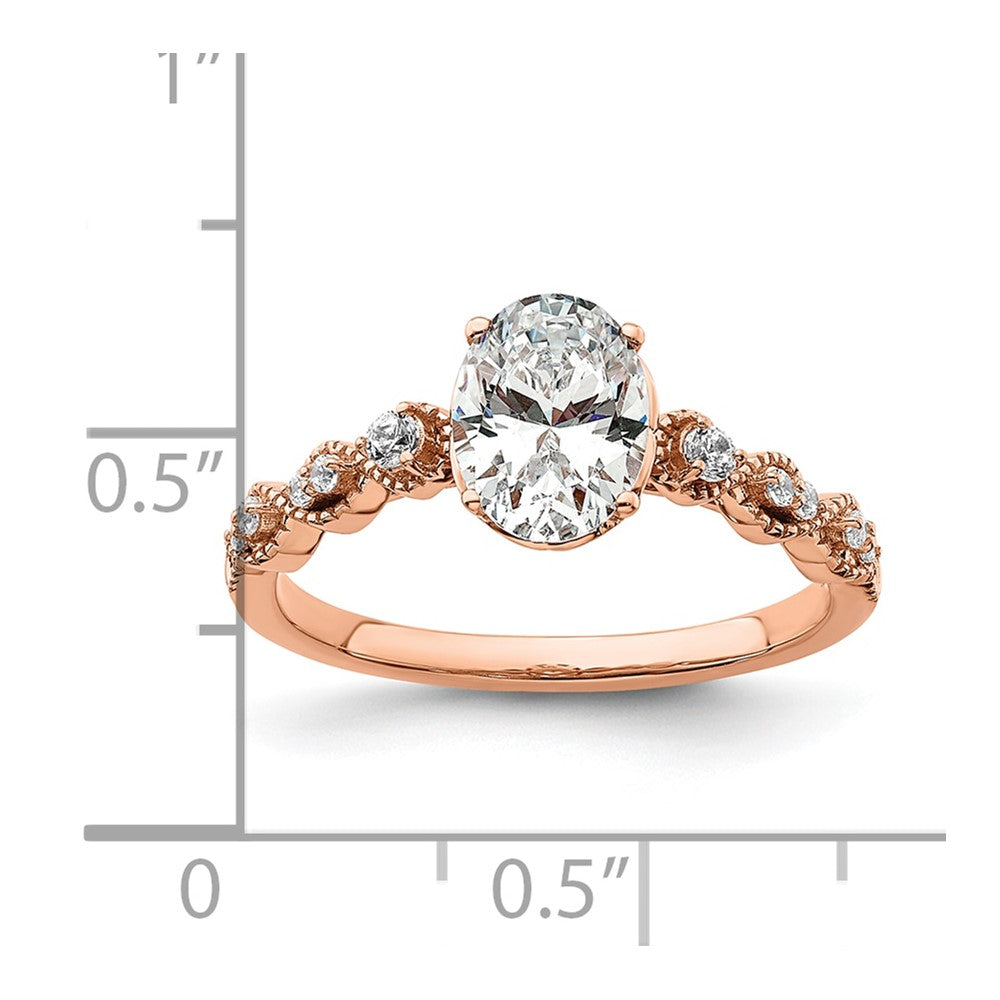 14k Rose Gold 1/8 Ct. Lab Grown Diamond VS/SI+ G+ 1 Ct. Center Oval Engagement Ring