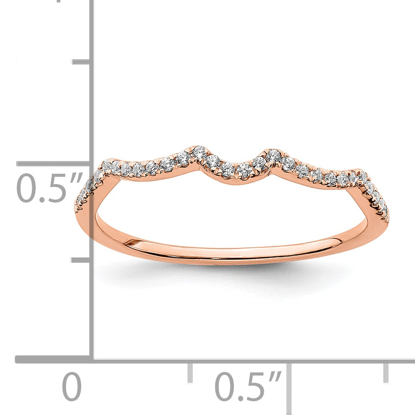 14K Rose Gold 1/15 Carat Diamond Contoured Complete Wedding Band
