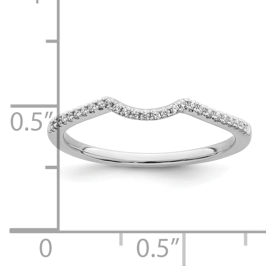 14K White Gold 1/15 Carat Diamond Contoured Complete Wedding Band