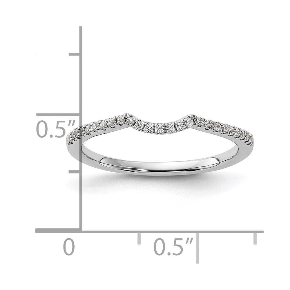 14K White Gold 1/8 Carat Diamond Contoured Complete Wedding Band