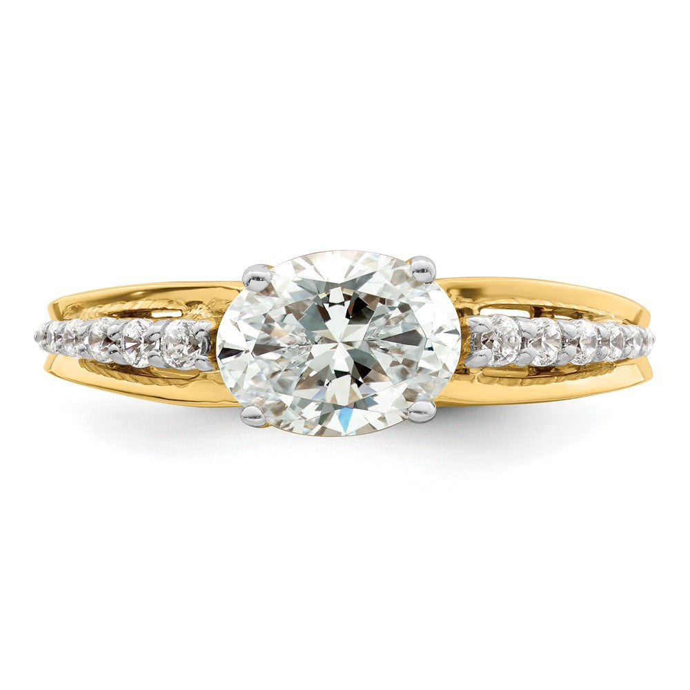 14k Two-tone Two Tone 1/6 Ct. Lab Grown Diamond VS/SI+ G+ 1 Ct. Center Oval Semi Mount Engagement Ring