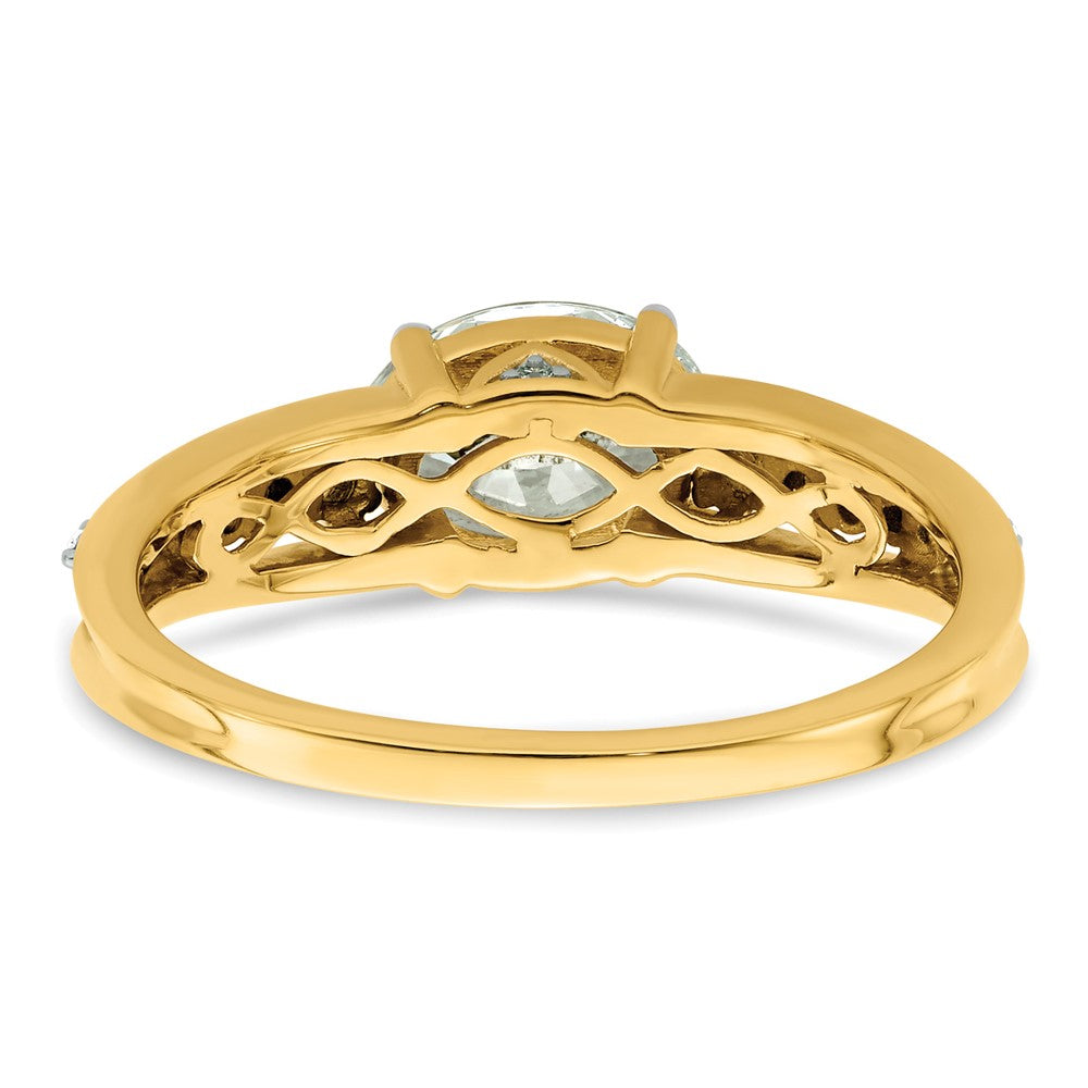 14k Two-tone Two Tone 1/6 Ct. Lab Grown Diamond VS/SI+ G+ 1 Ct. Center Oval Semi Mount Engagement Ring