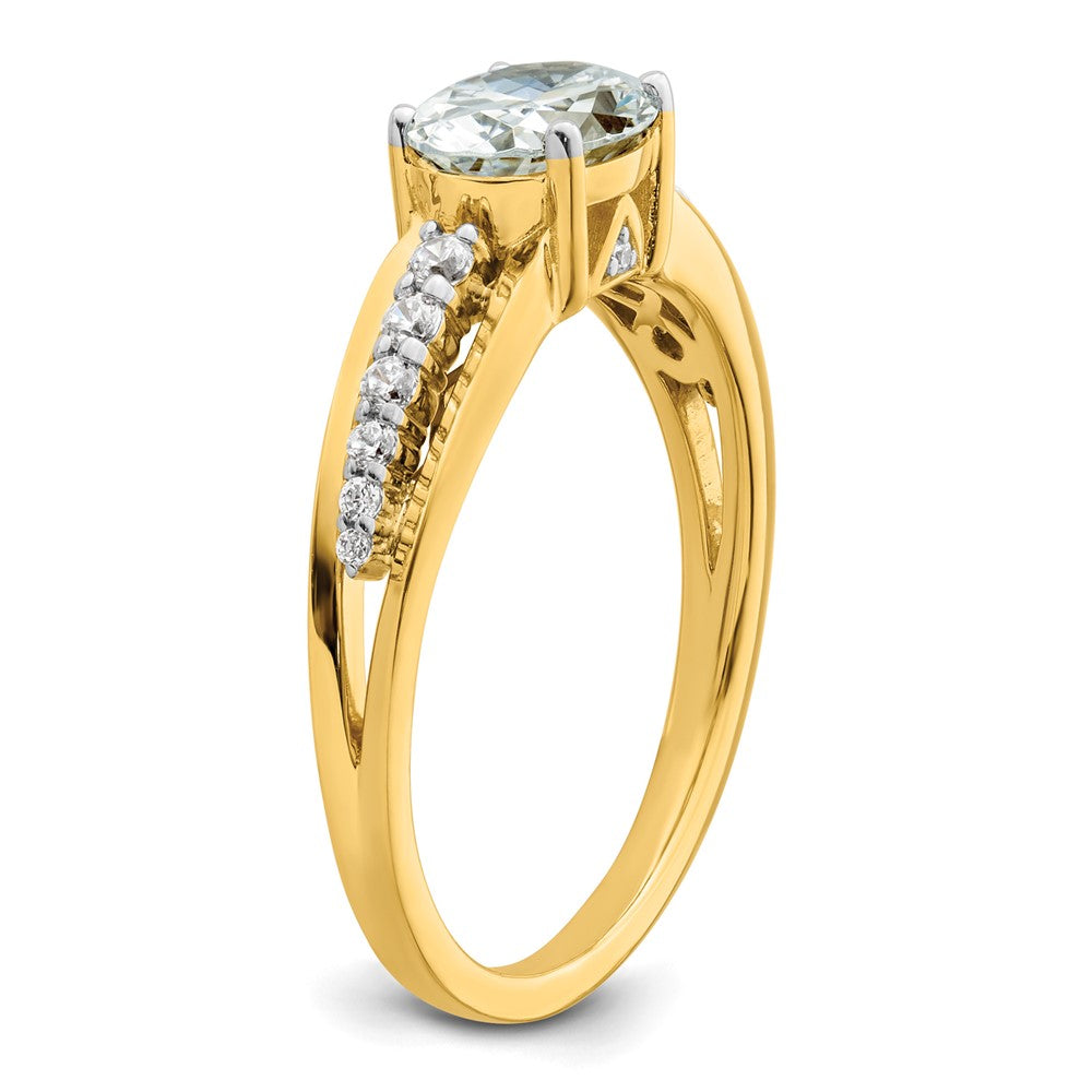 14k Two-tone Two Tone 1/6 Ct. Lab Grown Diamond VS/SI+ G+ 1 Ct. Center Oval Semi Mount Engagement Ring