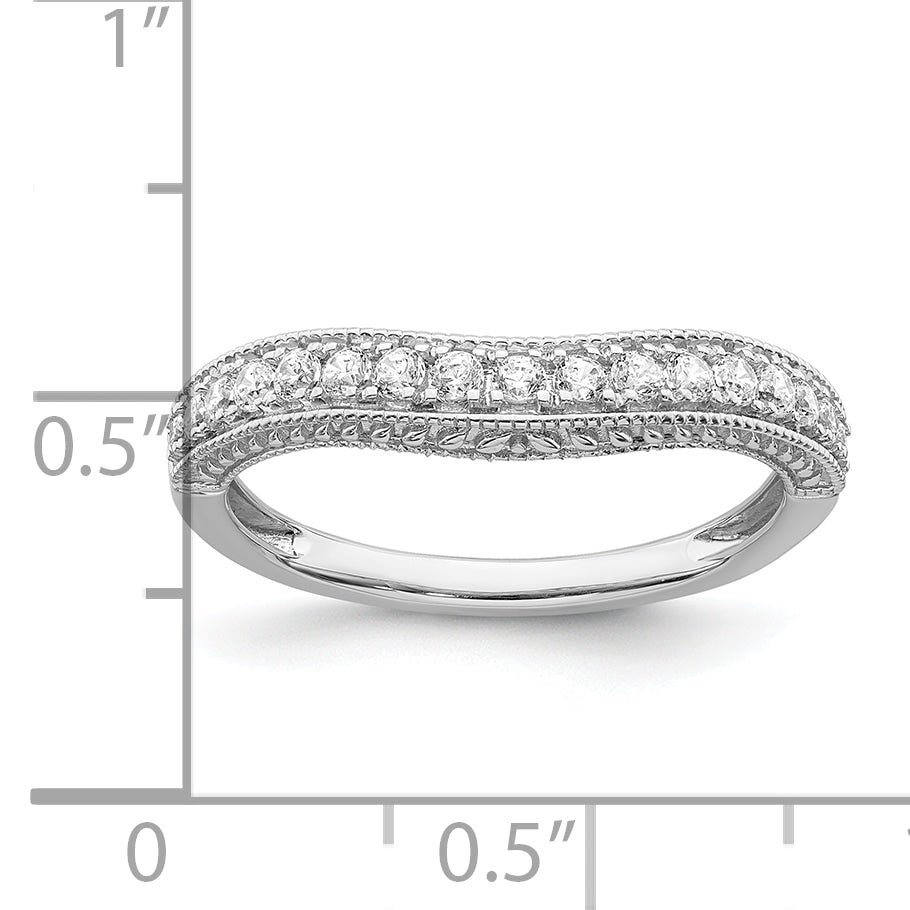 14K White Gold 1/4 Carat Diamond Contoured Complete Wedding Band