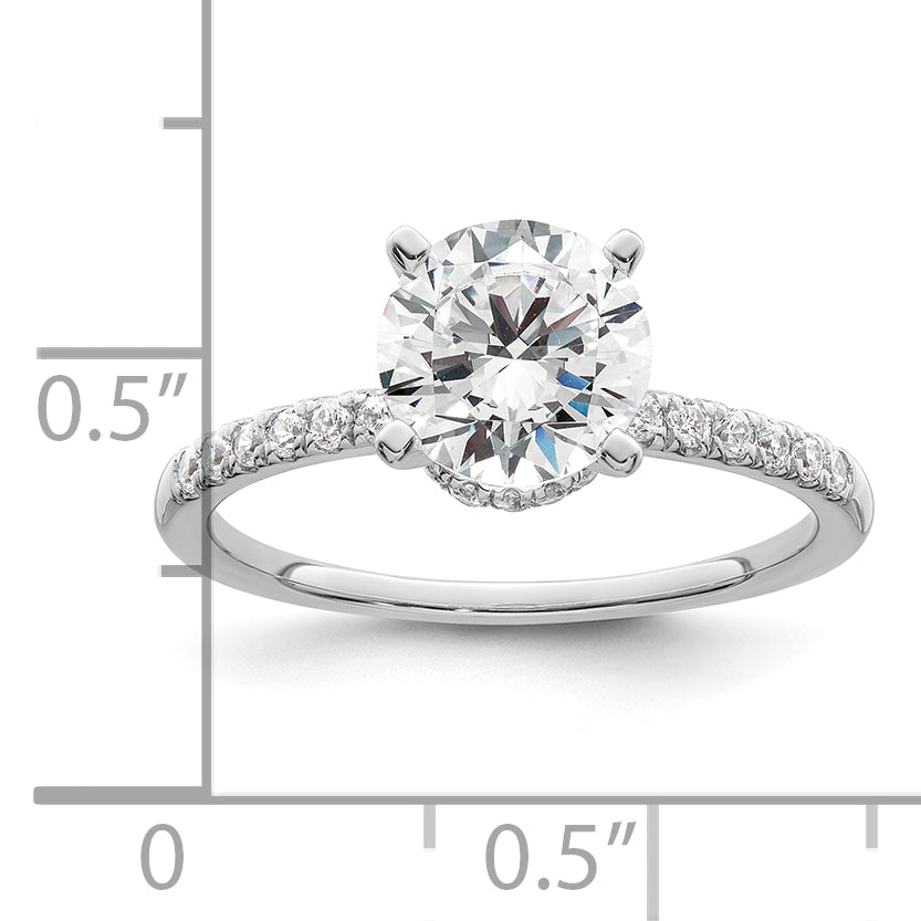 14K White Gold (Holds 1.5 Carat (7.5mm) Round Center) 1/4 Diamond Semi Mount Engagement Ring