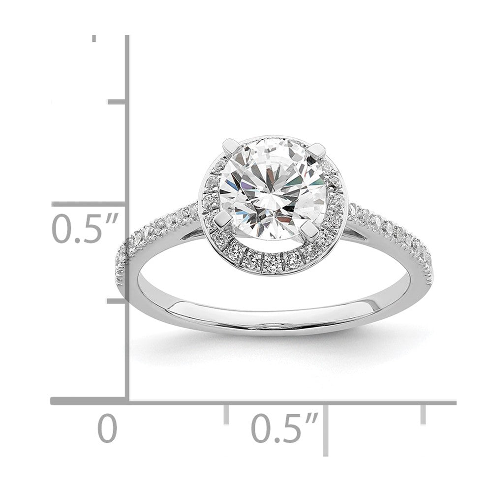 14K White Gold Vintage Halo (Holds 1 Carat (6.5mm) Round Center) 1/3 Diamond Semi Mount Engagement Ring