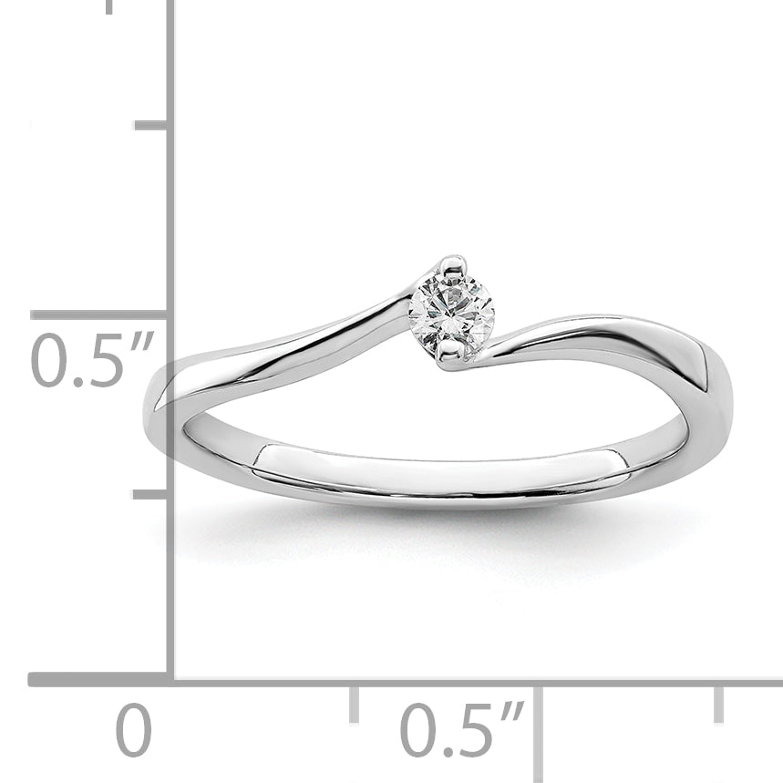 14K White Gold First Promise Bypass 1/10 Carat Round Diamond Complete Promise/Engagement Ring