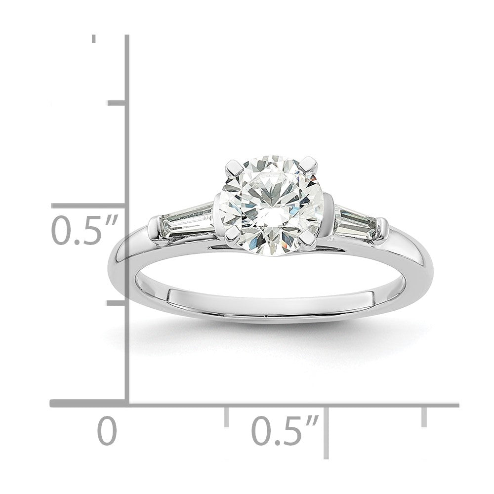 14K White Gold Semi Mount Including 2 Baquette Side Stones Diamond Engagement Ring