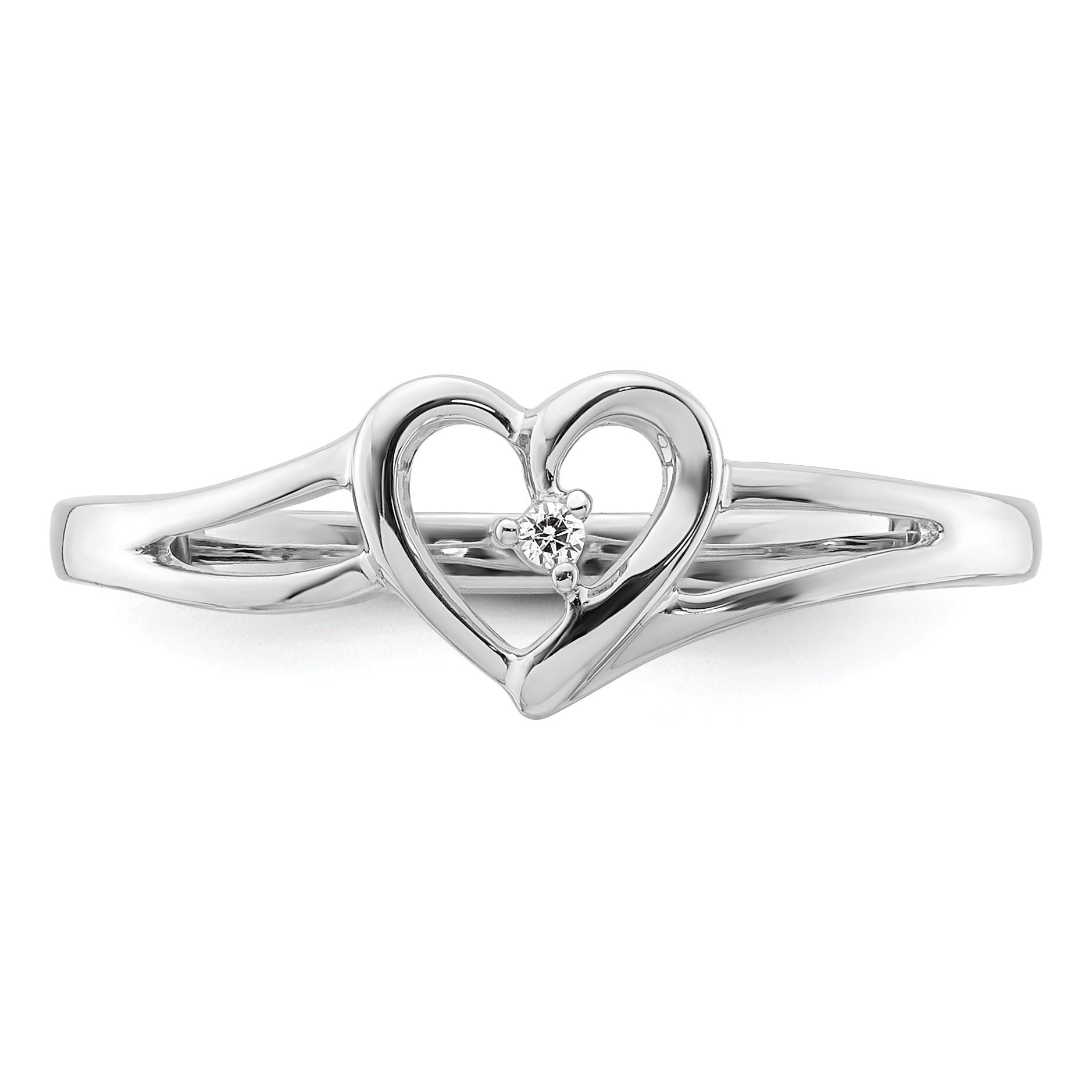 14K White Gold First Promise Heart .01 Carat Round Diamond Complete Promise/Engagement Ring