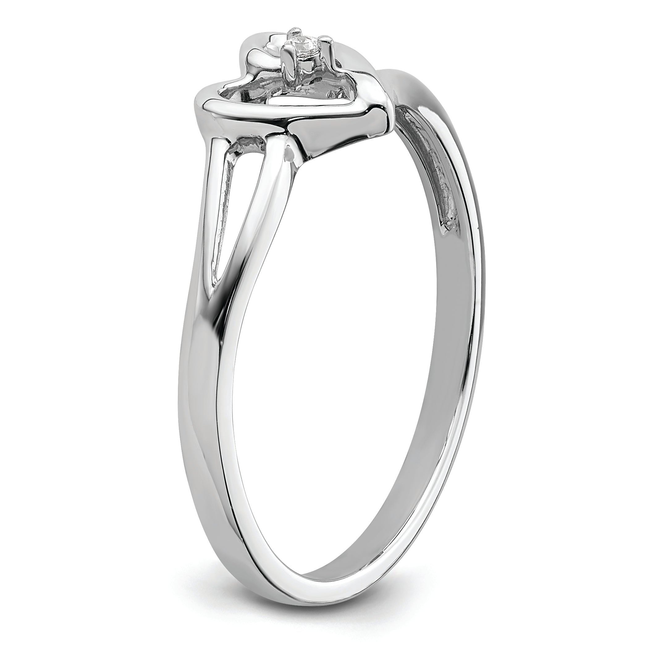 14K White Gold First Promise Heart .01 Carat Round Diamond Complete Promise/Engagement Ring