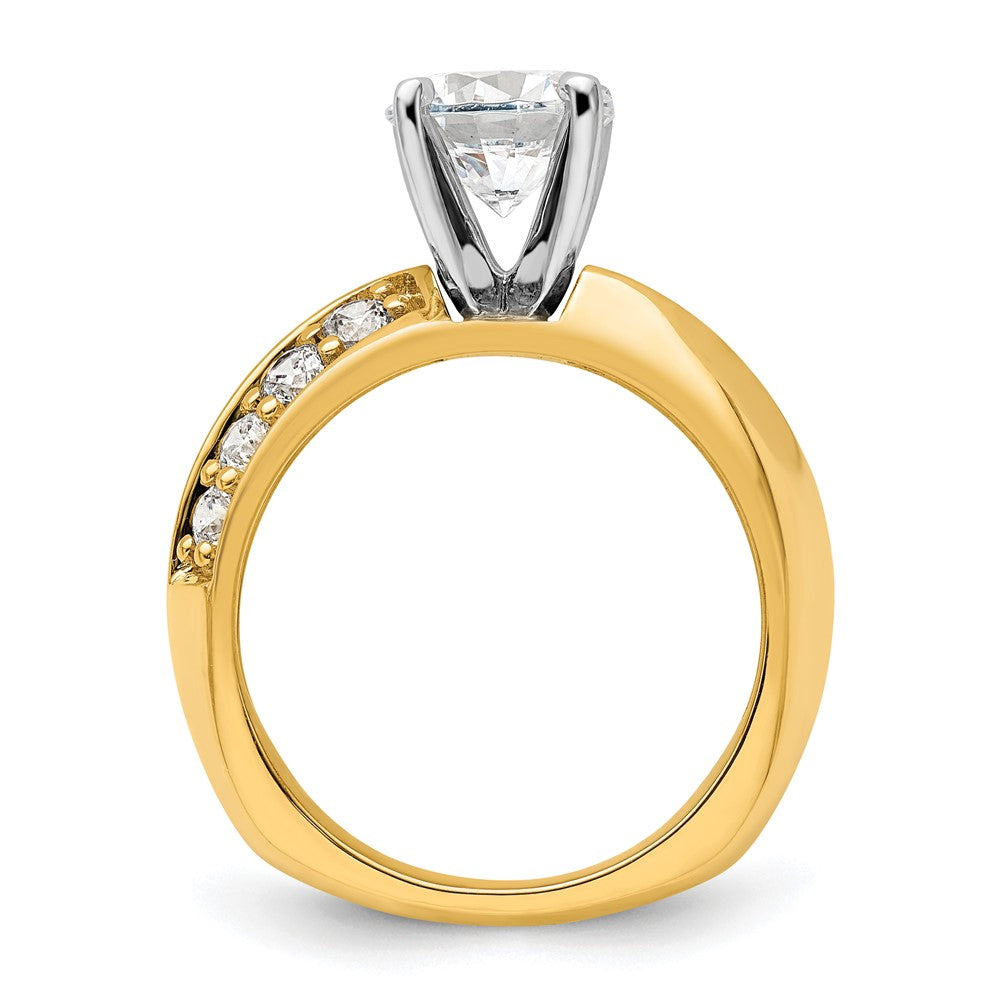 14k Yellow Gold White 1/2 Ct. Lab Grown Diamond VS/SI+ G+ 1 1/2 Ct. center Round Semi Mount Engagement Ring