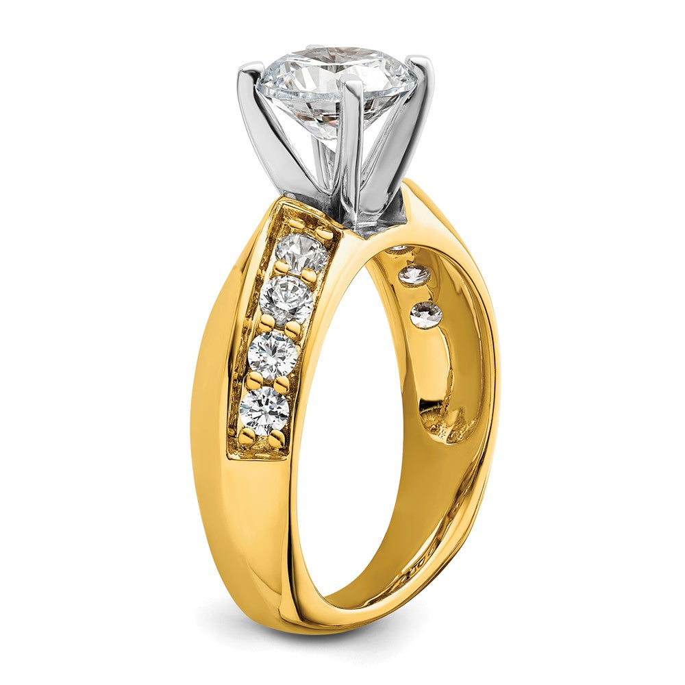 14k Yellow Gold White 1/2 Ct. Lab Grown Diamond VS/SI+ G+ 1 1/2 Ct. center Round Semi Mount Engagement Ring