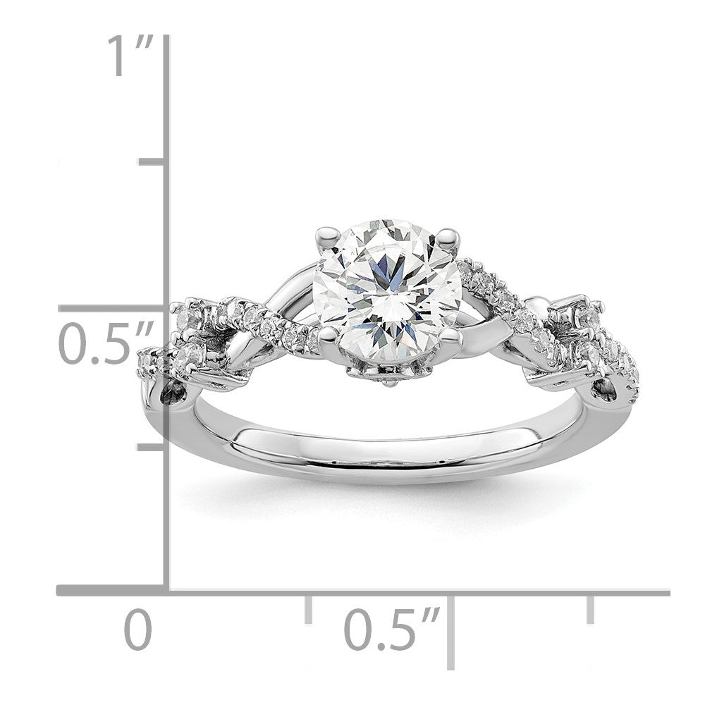 14k White Gold 1/4 Ct. Lab Grown Diamond VS/SI+ G+ 1 Ct. Center Round Bypass Engagement Ring